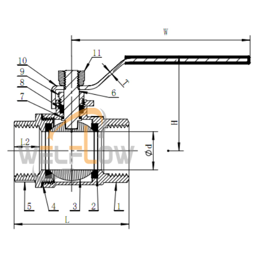 2PC Ball Valve Middle Type Full Bore